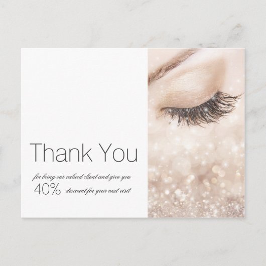 Carte Postale Cils Longs Glitter Beige Crème Merci (Devant)