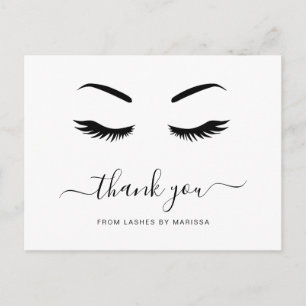 Carte Postale Cils Minimaliste Noir Blanc Élégant Merci