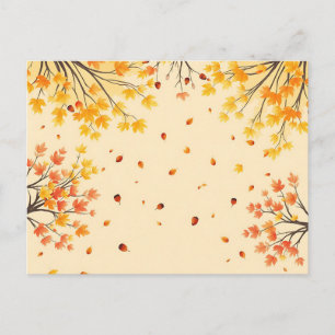 Carte Postale Cimes d'arbres d'automne Aquarelle sur ochre doux