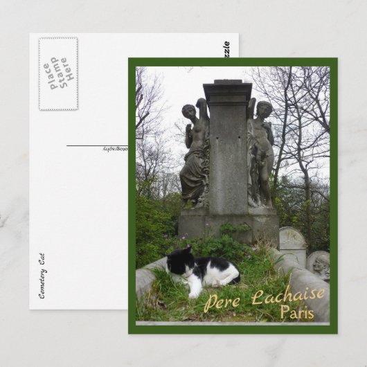 Carte Postale Cimetière Chat avec texte (Devant / Derrière)