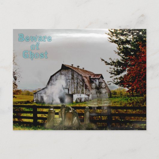 Carte Postale *~* Cimetière Éffrayant ATTENTION de Ghost HALLOWE (Devant)