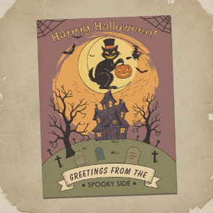 Carte Postale Cimetière Effrayant - Scène d'Halloween
