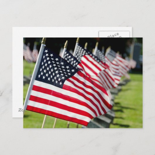 Carte Postale Cimetière militaire historique avec drapeaux améri (Devant / Derrière)