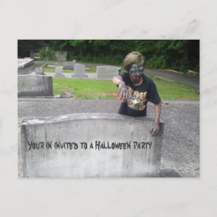 Carte Postale Cimetière zombie effrayant d'Halloween