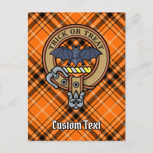 Carte Postale Cimier d'Halloween sur Tartan (Devant)