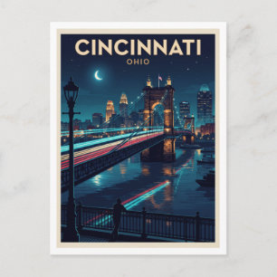 Carte Postale Cincinnati Historic Riverfront la nuit Ohio