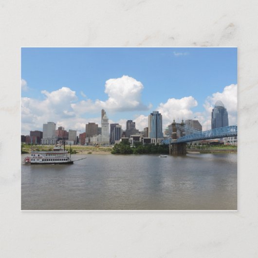Carte Postale Cincinnati, ligne d'horizon de l'Ohio avec la rivi (Devant)