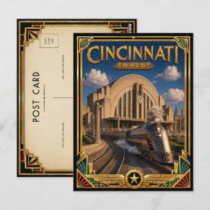 Carte Postale Cincinnati Ohio Art Déco vintage Âge d'or