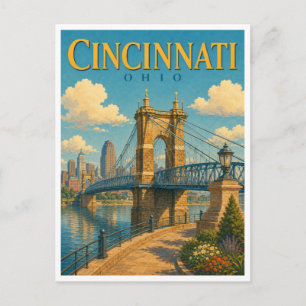 Carte Postale Cincinnati Ohio Roebling Bridge GeoSaga