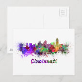 Carte Postale Cincinnati skyline in watercolor (Devant / Derrière)