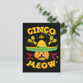 Carte Postale Cinco de Mayo Cat Cinco de Meow Kitten Sombrero (Debout devant)
