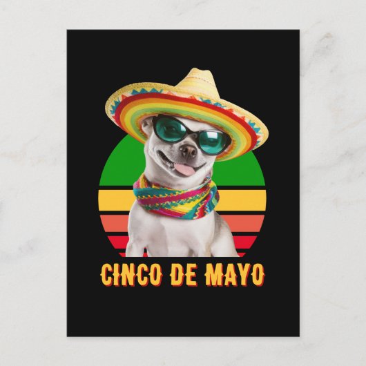 Carte Postale Cinco De Mayo Chapeau Chihuahua Avec Lunettes De S (Devant)