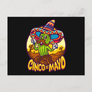Carte Postale Cinco De Mayo Mexicaine Fiesta Cactus Jouant Marac