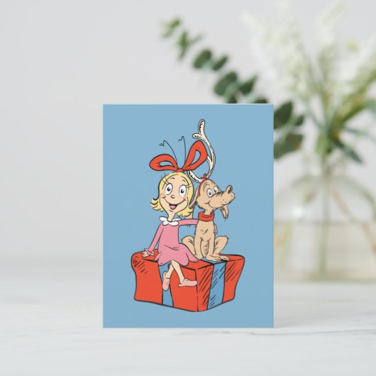 Carte Postale Cindy Lou Who and Max on a Present (Debout devant)