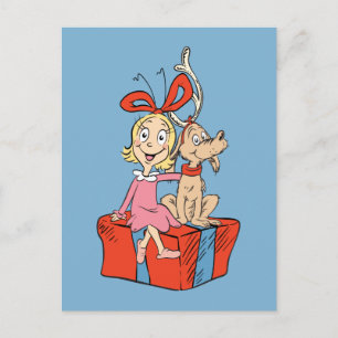 Carte Postale Cindy Lou Who & Max Cadeau de Noël