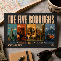 Cinq arrondissements New York City NYC Illustratio