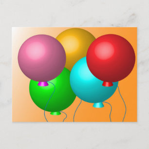 Carte Postale Cinq ballons d'anniversaire