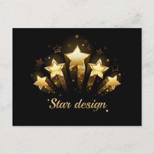 Carte Postale Cinq étoiles d'or en noir