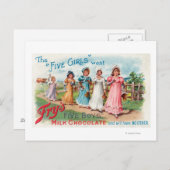 Carte Postale Cinq filles veulent du chocolat au lait pour les c (Devant / Derrière)