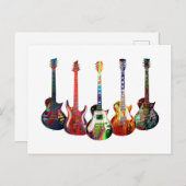 Carte Postale Cinq guitares colorées (Devant / Derrière)