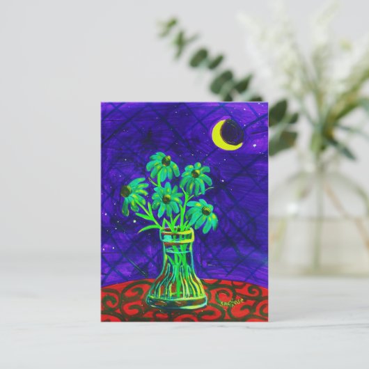 Carte Postale Cinq joyeuses fleurs vertes (Debout devant)