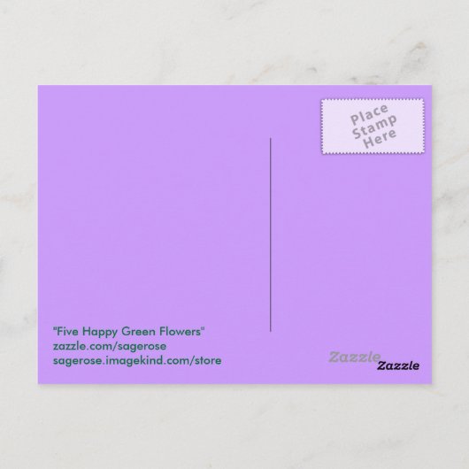 Carte Postale Cinq joyeuses fleurs vertes (Dos)