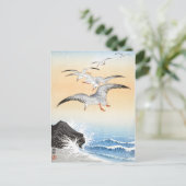 Carte Postale Cinq mouettes au-dessus d'une mer turbulente - Oha (Debout devant)