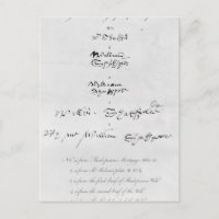 Cinq véritables autographes de William Shakespeare