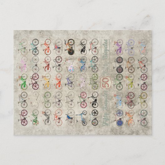 Carte Postale Cinquante bicyclettes (Devant)