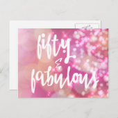 Carte Postale Cinquante et fabuleux - Parties scintillant rose 5 (Devant / Derrière)