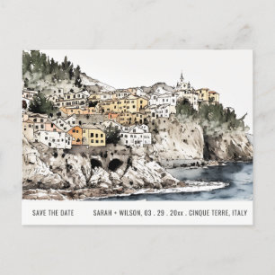 Carte Postale Cinque Terre Italie Mer Aquarelle Enregistrer La D