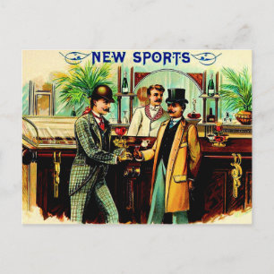 Carte Postale circa 1900 New Sports boîte à cigares étiquette