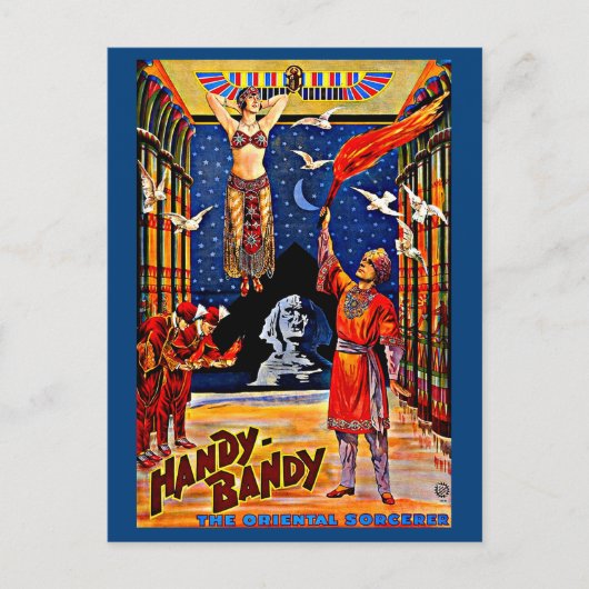 Carte Postale circa 1920 Handy-Bandy magician poster (Devant)