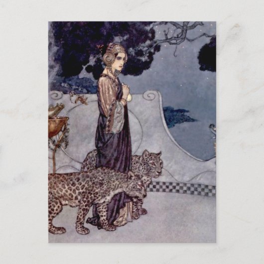 Carte Postale « Circé avec des léopards » d'Edmund Dulac (Devant)
