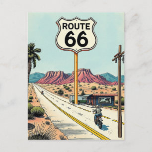 Carte Postale Circuit 66 Road Trip Moto Voyage Vintage