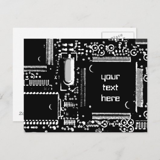 Carte postale Circuit B&W 2 "Your Text" (Devant / Derrière)