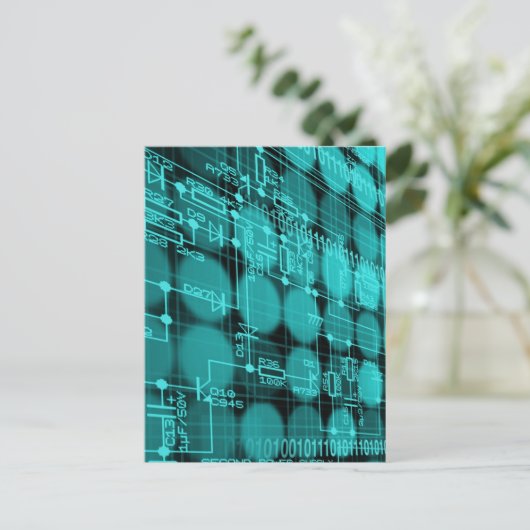 Carte Postale Circuit informatique futuriste Cyberpunk (Debout devant)