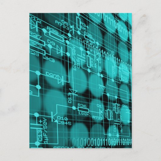 Carte Postale Circuit informatique futuriste Cyberpunk (Devant)
