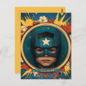 Carte Postale Circulaire comique Superhero (Devant / Derrière)
