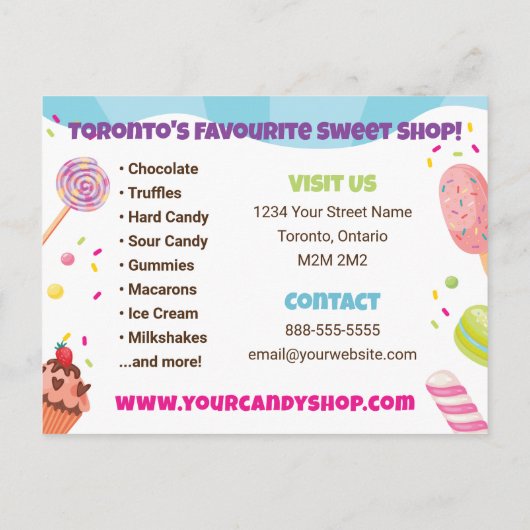 Carte postale Circulaire Fun Candy Shopping (Dos)