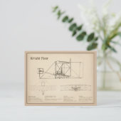 Carte Postale Circulaire Wright - Plan de dessin plan de l'avion (Debout devant)