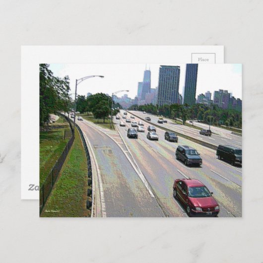 Carte Postale Circulation à Chicago dans Sandstone (Devant / Derrière)