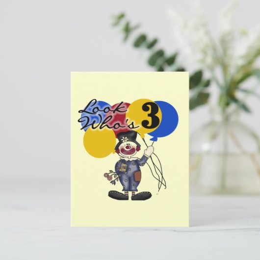 Carte Postale Cirque Clown 3e Anniversaire Tshirts et cadeaux (Debout devant)