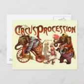 Carte Postale Cirque Procession Eléphant Art antique (Devant / Derrière)