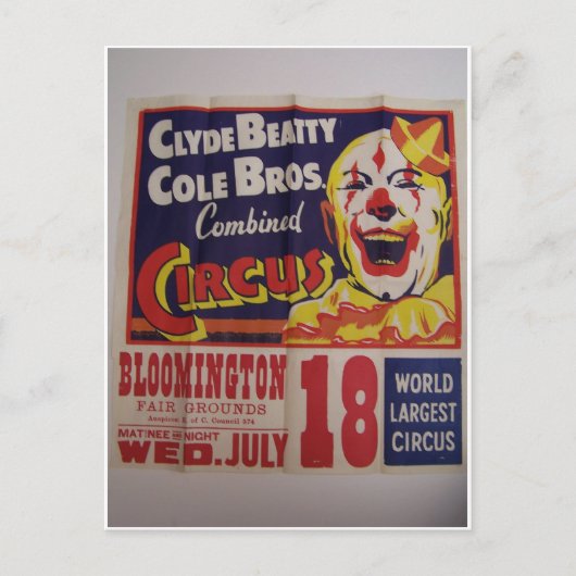 Carte Postale Cirque, Théâtre rétro 'Clyde Beatty et Cole Bros' (Devant)