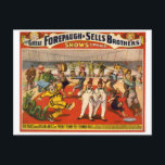 Carte Postale Cirque vintage Forepaugh & Ventes<br><div class="desc">A propos :
 # Titre : Les spectacles Great Forepaugh & Sells Brothers combinés. Les fanatiques et les antiques amusants de vingt idiots au feutre ému. ... 
 # Date de création/publication : c1899.
 # Moyen : 1 impression (affiche) : chromolithographie. # Résumé : Clowns.</div>