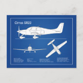 Carte Postale Cirrus SR22 - Plans de dessin du plan directeur de (Devant)
