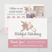 Carte Postale Ciseaux à coudre en or Merci Chic Chic 4-Photo (Devant / Derrière)