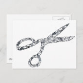 Carte Postale Ciseaux avec coupes à cheveux (Devant / Derrière)