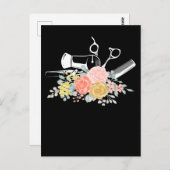 Carte Postale Ciseaux Fleur Femme Coiffeuse Coiffeur (Devant / Derrière)